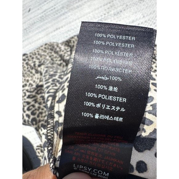 Lipsy London Dress Women Size 2 Brown Leopard Print Pullover Keyhole Neck Sheath - Picture 7 of 13